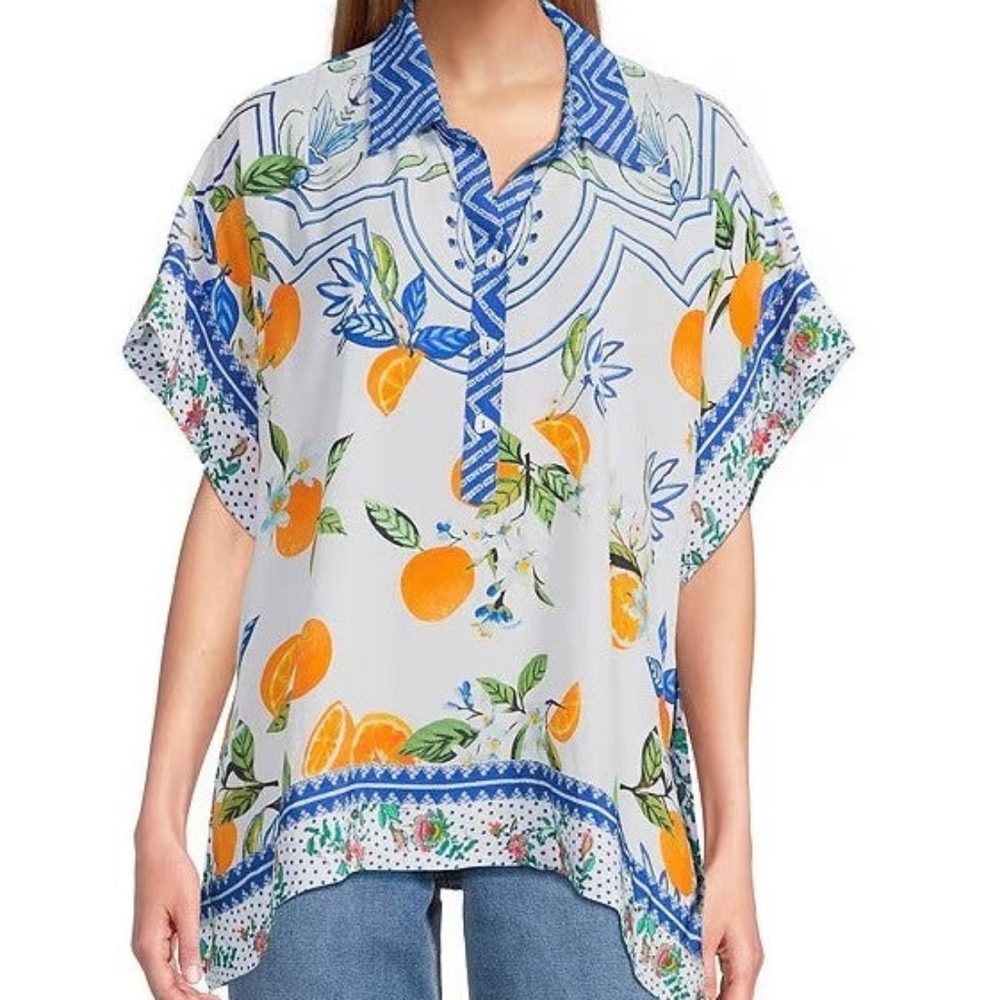 NWT JOHN MARK TROPICAL PRINT TOP L/XL